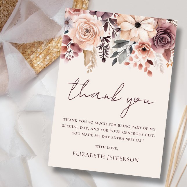 Fall Floral Flat Thank You Card (Creator Uploaded)