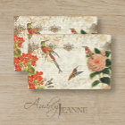 Fall Floral Foliage Hummingbirds Script Decoupage