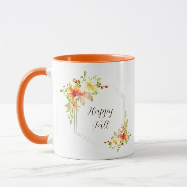 Fall floral frame with customisable text  mug (Left)