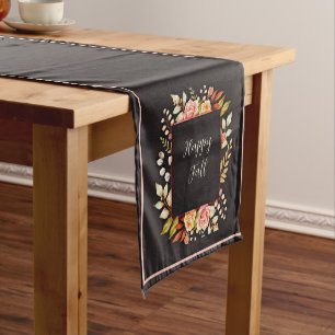 Fall floral frame with customisable text  short ta table runner