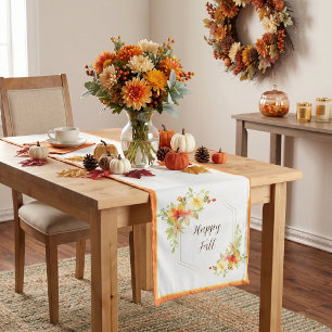 Fall floral frame with customisable text short table runner