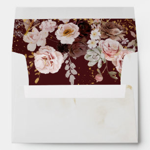 Fall floral gold elegant wedding envelope