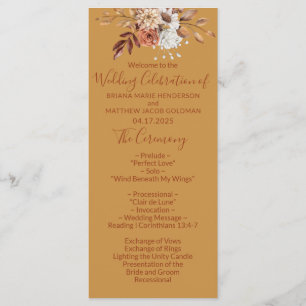 Fall Floral Gold Wedding Program