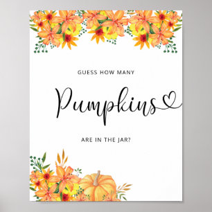 Fall floral guess how many pumpkins poster
