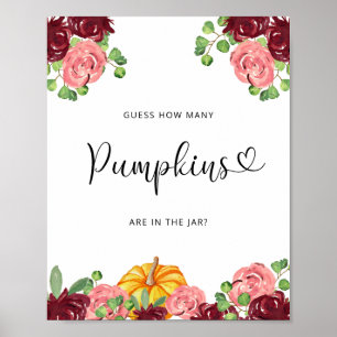 Fall floral guess how many pumpkins poster