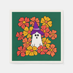 Fall Floral Halloween Ghost Napkin