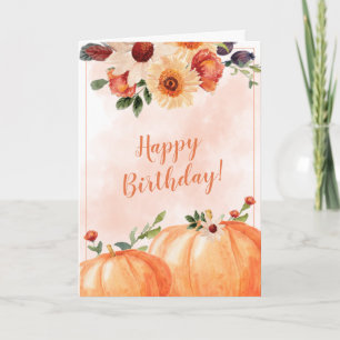 Fall Floral Happy Birthday Card