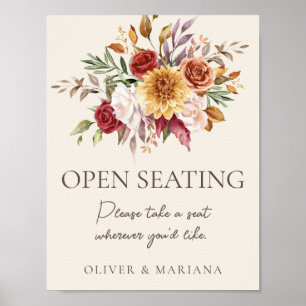 Fall Floral Ivory Wedding Open Seating Sign