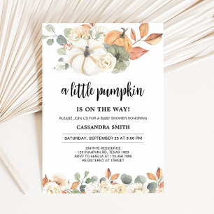 Fall Floral Little Pumpkin Baby Shower  Invitation