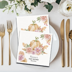 Fall Floral Little Pumpkin Baby Shower Napkin