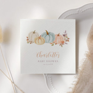 Fall Floral Little Pumpkin   Baby Shower Napkin