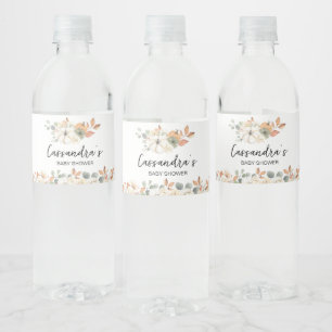 Fall Floral Little Pumpkin Baby Shower  Water Bottle Label