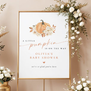 Fall Floral Little Pumpkin Baby Shower Welcome Poster