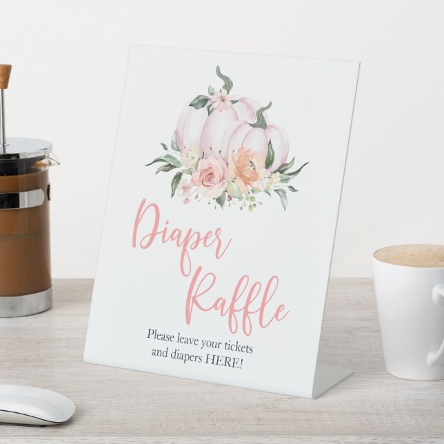 Fall Floral Little Pumpkin Diaper Raffle Sign (In SItu)