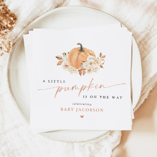 Fall Floral Little Pumpkin on the Way Baby Shower Napkin
