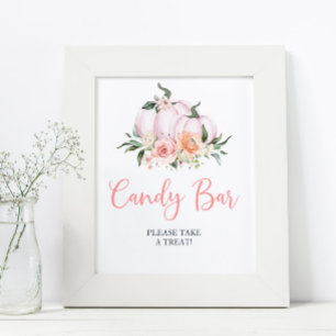 Fall Floral Little Pumpkin Shower Candy Bar Poster