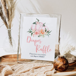 Fall Floral Little Pumpkin Shower Diaper Raffle  Poster