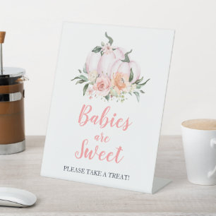 Fall Floral Little Pumpkin Sweets & Treats  Pedestal Sign