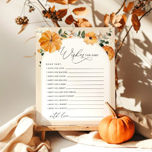 Fall floral Little pumpkin wishes for baby card