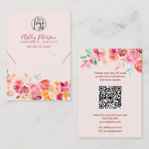 Fall floral logo jewellery earring necklace Qr cod Business Card