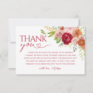 Fall Floral, Marsala Flower Thank You Card