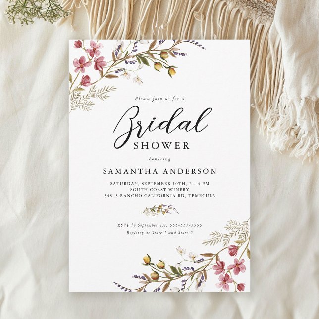 Fall Floral Modern Wildflowers Bridal Shower Invitation (Creator Uploaded)