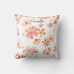 Fall floral name orange peach cushion