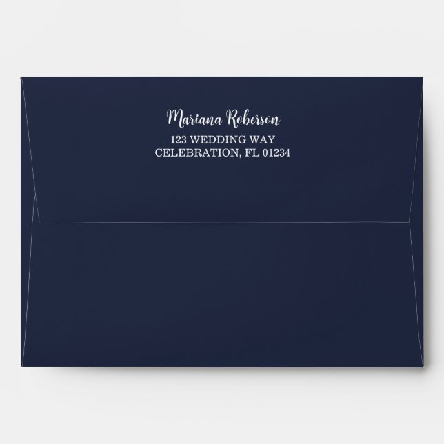 Fall Floral Navy Blue Wedding Envelope (Back (Top Flap))
