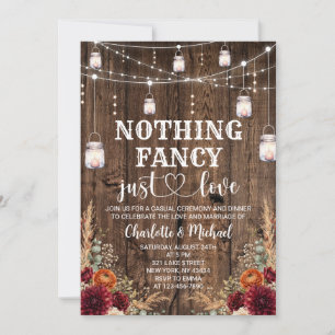Fall Floral Nothing Fancy Just Love Wedding Invitation