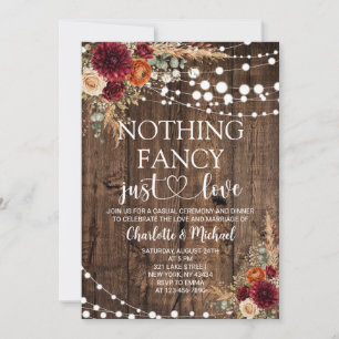 Fall Floral Nothing Fancy Just Love Wedding Invitation