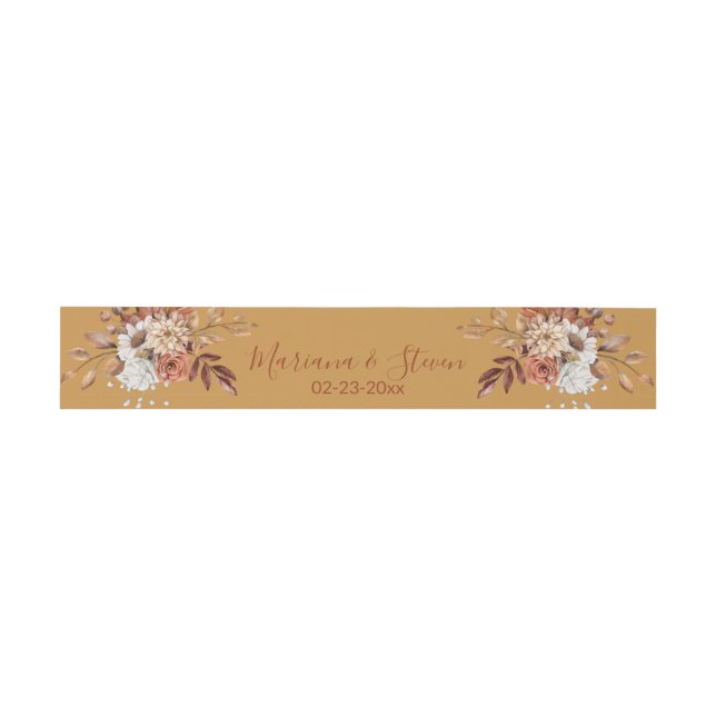 Fall Floral on Gold Invitation Belly Band (Flat)
