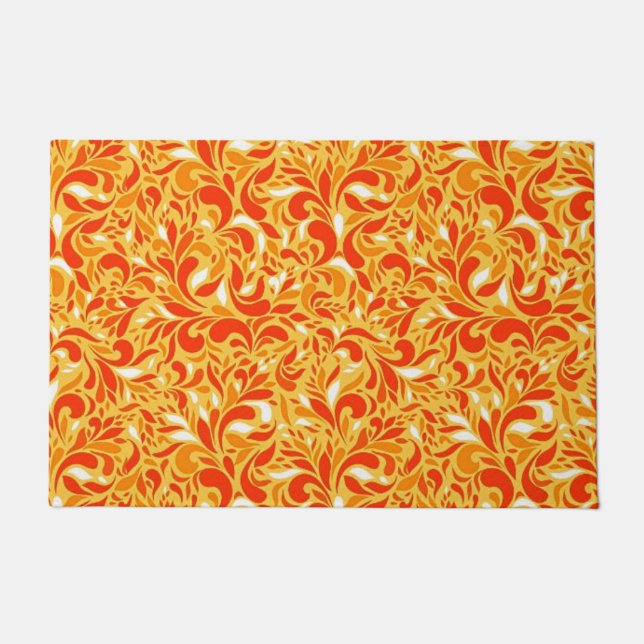 Fall floral paisley  doormat (Front)
