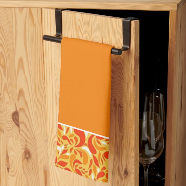 Fall floral paisley  kitchen towel (Thirds Fold)