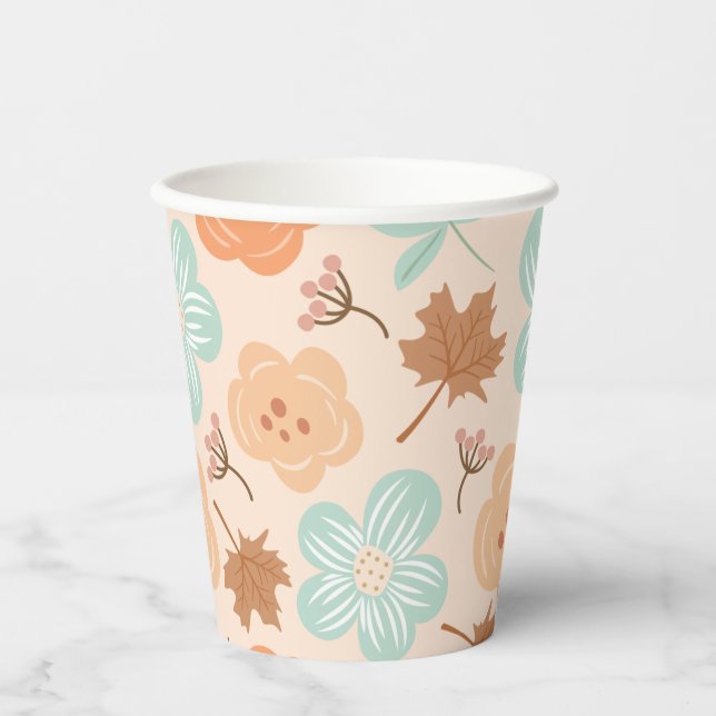 Fall Floral Paper Paper Cups (Front)