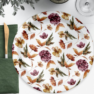 Fall Floral Paper Plate