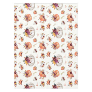 Fall floral pumpkin and leaves print  tablecloth