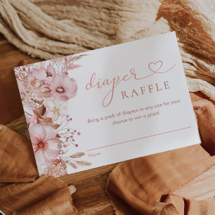 Fall Floral Pumpkin Baby Shower Diaper Raffle Enclosure Card