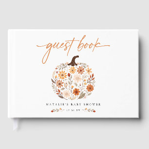 Fall Floral Pumpkin Baby Shower Guest Book