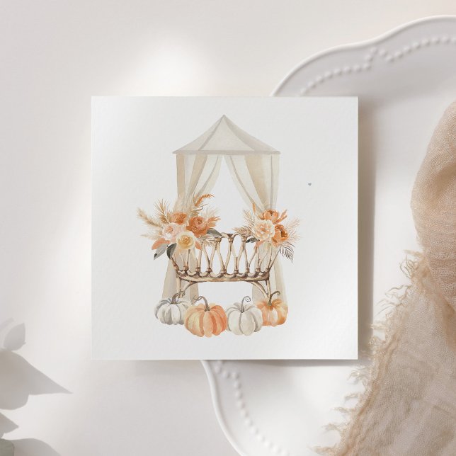 Fall Floral Pumpkin Baby Shower Napkin (Creator Uploaded)