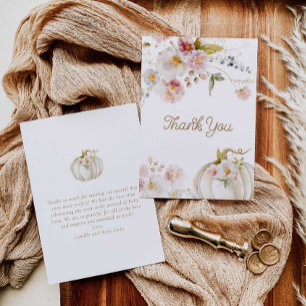Fall Floral Pumpkin Baby Shower Thank You Card