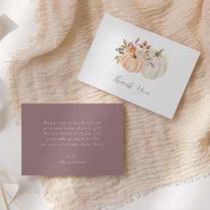 Fall Floral Pumpkin Baby Shower Thank You Card