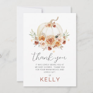 Fall Floral Pumpkin Baby Shower Thank You Card