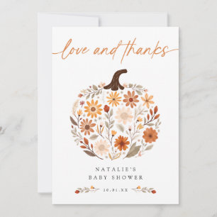 Fall Floral Pumpkin Baby Shower Thank You Card