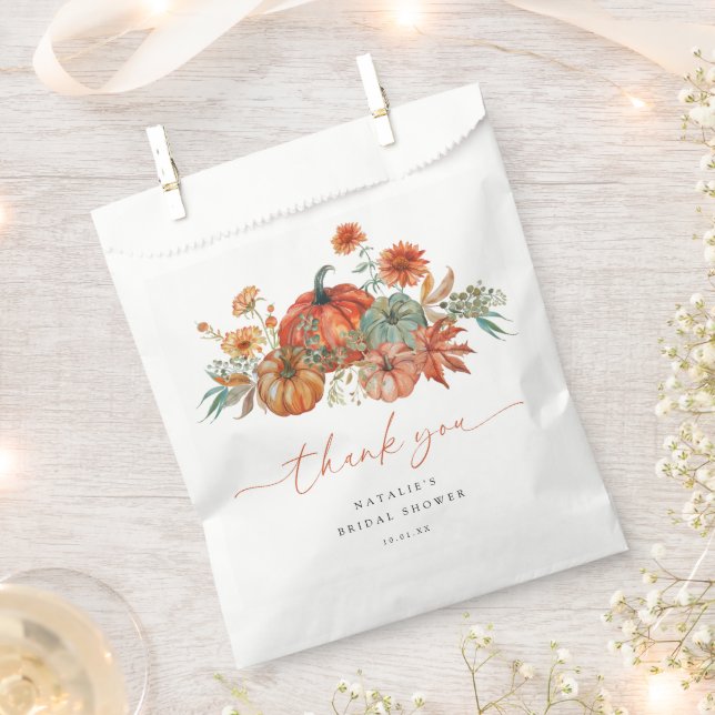 Fall Floral Pumpkin Bridal Shower Favour Bag (Clipped)