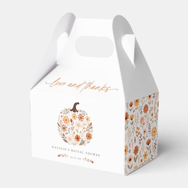 Fall Floral Pumpkin Bridal Shower Favour Box (Front Side)