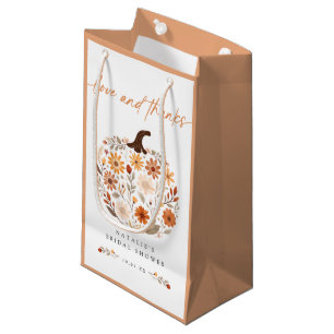 Fall Floral Pumpkin Bridal Shower Favour Small Gift Bag