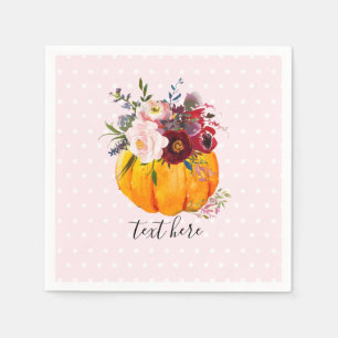 fall, floral, pumpkin napkin