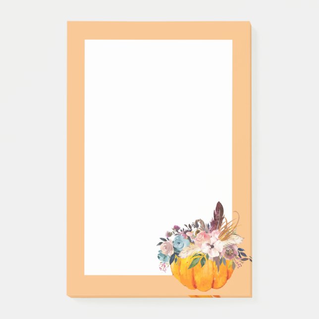 fall, floral, pumpkin post-it notes (Front)