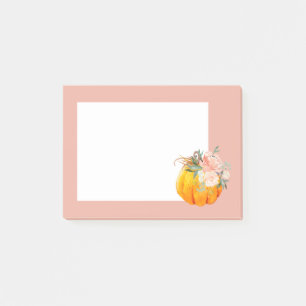 fall, floral, pumpkin post-it notes