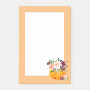 fall, floral, pumpkin post-it notes